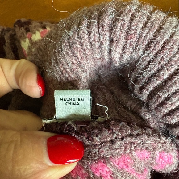 a new day Plum and Dusty Pink Patterned Turtleneck Sweater - Picture 7 of 8